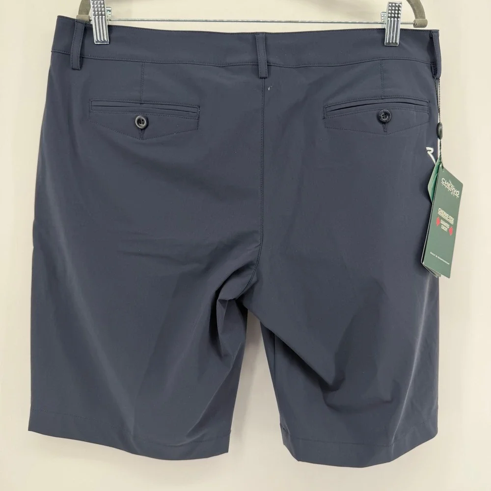 Chervo Golf Shorts Mens 36 Navy Blue Golf Tex Performance Stretch Flat Front New